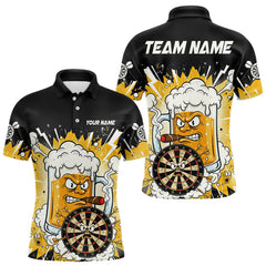 Maxcorners Beer Mascot Smoking Dartboard Custom Men Darts Polo Shirt Funny Funny Dart Jerseys MT1511