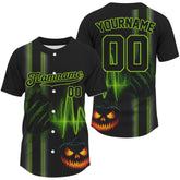 Maxcorners Custom Black And Green Halloween Lightning Baseball T-Shirt For Men Youth Baseball Shirts LM1809