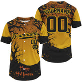 Maxcorners Custom Yellow Creepy Baseball Halloween T-Shirt For Men Happy Halloween Baseball Shirts LM1809