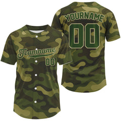 Maxcorners Personalized Military Green Baseball Jerseys Custom Camouflage Baseball Jersey For Men LM2608