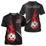 Maxcorners Red Custom Pickleball T-Shirt For Men Personalized Flame Pickleball Team Outfit MT2108
