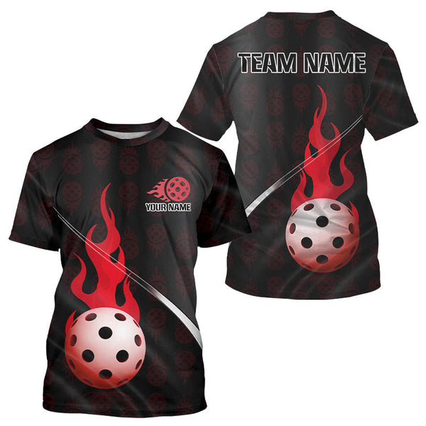 Maxcorners Red Custom Pickleball T-Shirt For Men Personalized Flame Pickleball Team Outfit MT2108