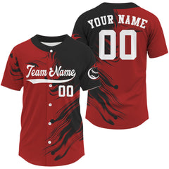 Maxcorners Men's Classic Baseball Jersey Personalized Black&Red Shirt Custom Name Number Logo LM2608