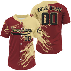 Maxcorners Custom Men's Classic Baseball Jersey - Yellow & Red Shirt With Personalized Name Number LM2608