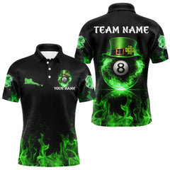 Maxcorners Shamrock 8 Ball Pool Polo & 1/4-Zip Shirt Personalized Men Patrick's Day Billiard Attire Gifts LM0901