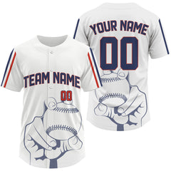 Maxcorners Pitch Ball Style Baseball Jersey White Monochrome Men’s Shirt | Custom Name & Number LM2608