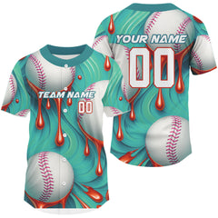 Maxcorners Men's Funny Baseball Jersey Custom Baseball Dripping With Baseball Team Shirts | Green LM2608