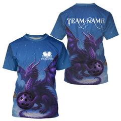 Maxcorners Custom Blue And Purple Dragons Pickleball T-Shirt For Men Christmas Pickleball Jersey LM1501