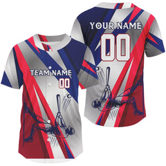 Maxcorners Personalized Red-Blue Baseball Jerseys Men Plays Baseball, Youth Baseball Shirt LM2608