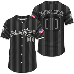 Maxcorners Men’s Classic Pinstripe Patriotic Jersey - Custom USA Shirt With Name, Number & Logo LM2608