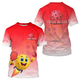 Maxcorners Funny Cartoon Pickleball T-Shirt For Men Custom Name Rocket Ball Shirt For Fans LM0803