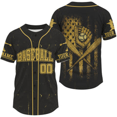 Maxcorners Men's Patriotic Baseball Jersey Personalized Grunge US Flag Shirt For Baseball Fans LM2608