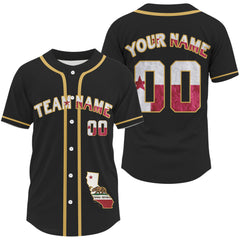 Maxcorners Men's Custom Patriotic Baseball Jersey California State Flag Style Shirt For Team Fans LM0409
