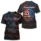 Maxcorners Custom Patriotic Pickleball Shirt For Men With USA Flag & Lightning Ball LM0803