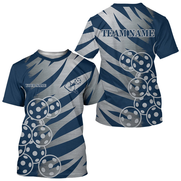 Maxcorners Custom Pickleball T-Shirt For Men Personalized Navy Outfit Pickleball Team Shirt MT2108