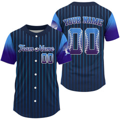 Maxcorners Men’s Navy Pinstripe Baseball Jersey - Classic Custom Team Shirt | Name & Number LM2608