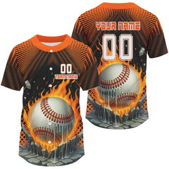 Maxcorners Men's Flaming Baseball Jersey Custom Name Number With Baseball Team Shirt Personalized LM2608