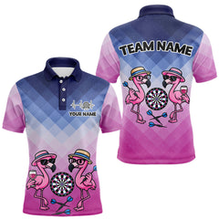 Maxcorners Custom Funny Pink Couple Flamingo Custom Dart Polo Shirts For Men Dart Team Jerseys LM1112
