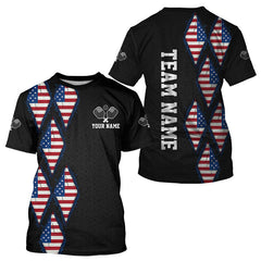 Maxcorners Custom USA Flag Pickleball Ball Jerseys For Men Patriotic Pickleball Paddle League Shirts LM0412