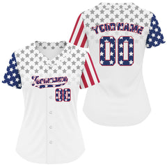 Maxcorners Custom Blue Red American Flag Baseball Shirt For Men Patriotic Baseball Jerseys LM0910