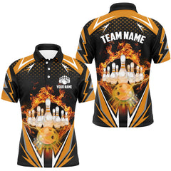 Maxcorners Orange Bowling Shirt Camo Bowling Shirt Customized Flame Bowling Jersey Unisex Polo Shirt For Men And Women