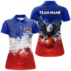Maxcorners Eagle Bowling Shirt Patriotic Polo Bowling Jersey Us Bowling Gift For Bowlers