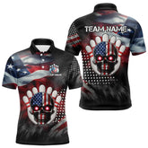 Maxcorners Us Flag Bowling Polo Shirt For Men And Women Custom Bowling Team League