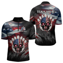 Maxcorners Us Flag Bowling Polo Shirt For Men And Women Custom Bowling Team League