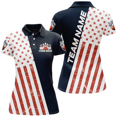 Maxcorners Custom Bowling Shirt American Flag Pattern For Men Personalized Bowling Jersey Bowling Team League Polo Shirt