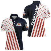 Maxcorners Custom Bowling Shirt American Flag Pattern For Men Personalized Bowling Jersey Bowling Team League Polo Shirt