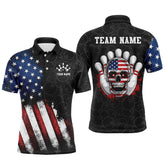 Maxcorners Skull Bowling Polo Shirt Us Flag Bowling Jersey Bowling Camo Bowling Customized For Men And Women