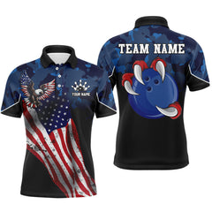 Maxcorners Personalized Eagle Bowling Shirt American Bowling Jersey Polo Team League