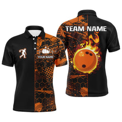 Maxcorners Orange Bowling Shirt Flame Bowling Shirt Customized Polo Shirt Unisex