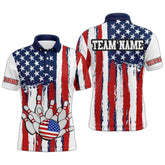 Maxcorners American Bowling Polo Shirt For Men Custom Bowling Team Shirt Bowlers Jersey