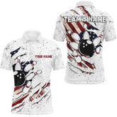 Maxcorners American Flag Bowling Shirt For Men And Women Custom Bowling Team Jersey Bowling Polo Shirt