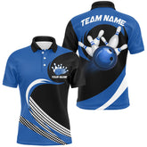 Maxcorners Personalized Blue Bowling Shirts Custom Bowling Team Jersey Polo Bowling Shirts
