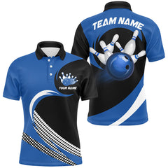 Maxcorners Personalized Blue Bowling Shirts Custom Bowling Team Jersey Polo Bowling Shirts
