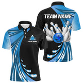 Maxcorners Personalized Blue Bowling Team Jersey For Men & Women Custom Bowling Polo Shirt