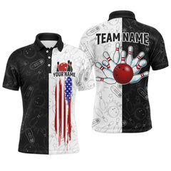 Maxcorners Black & White Bowling Ball Pattern For Team Bowling Team Men And Women Polo Shirts, Bowling Pattern Outfits