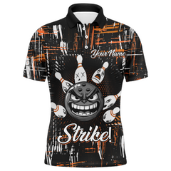 Maxcorners Bowling Ball And Pins Strike Customized Name, Team Name 3D Polo Shirt Unisex