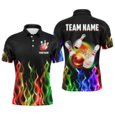 Maxcorners Rainbow Flame Bowling Customized Name And Team Name 3D Shirt