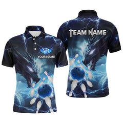 Maxcorners Custom Dragon Bowling Shirt Blue Thunder Bowling Jersey for Men Women Team LM184