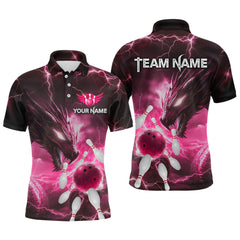 Maxcorners Custom Dragon Bowling Shirt Pink Thunder Bowling Jersey for Men Women Team LM184