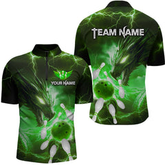 Maxcorners Custom Dragon Bowling Shirt Green Thunder Bowling Jersey for Men Women Team LM184