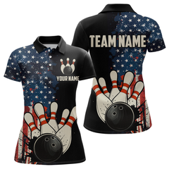 Maxcorners American Flag Bowling Shirt for Men Women Custom Patriotic Bowling Shirt Bowling Apparel LM133