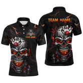 Maxcorners Personalized Thunder Bowling Jerseys Men Polo & 1/4 Zip Shirt Funny Skull Bowling Shirt For Men Bowling Jersey