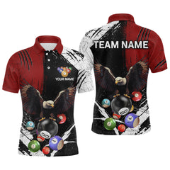 Maxcorners Funny Eagle Personalized Red Billiard Team Shirts For Men Bowling League Polo & 1/4 Zip Shirt