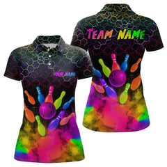 Maxcorners Colorful Bowling Custom Men Bowling Shirt Polo & Quarter-Zip Bowling Team Jerseys