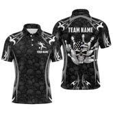 Maxcorners Skull Bowling Shirt For Men Personalized Patriotic Bowling Team Jersey Shirts Polo & Quarter-Zip