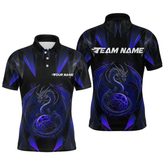 Maxcorners Blue Dragon Personalized Bowling Shirts For Men, Bowling Team Shirt Polo & Quarter-Zip